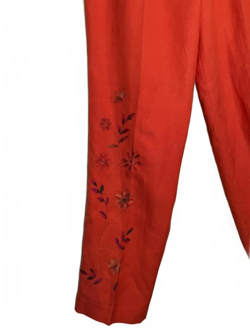 Vintage 90s Cropped‎ Orange Linen Blend Pants Size 8/ medium
